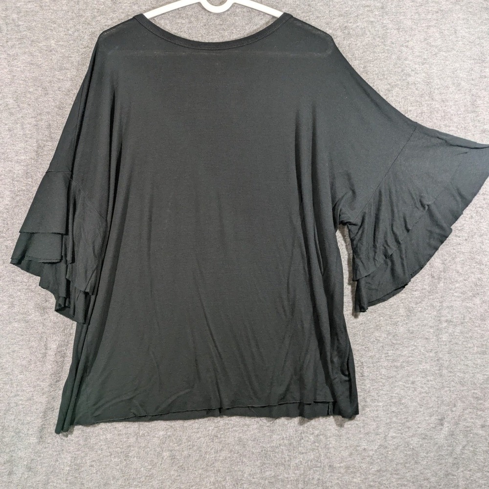 Disney Parks Floral Mickey‎ Embroidered Ruffle Bell Sleeve Top Black XXL - Picture 3 of 7